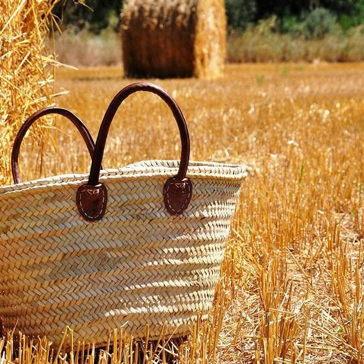 French Market Harvesting Basket Backpack with Natural Leather