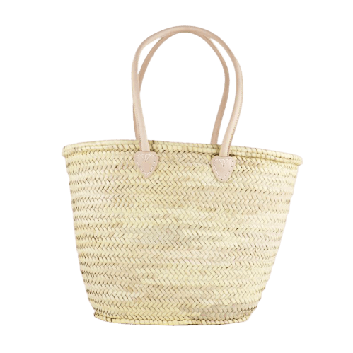 Original Straw French Basket, Handcrafted Straw Bag, Leather French Market Basket, Beach Bag, Handmade Woven Bag Pineapple