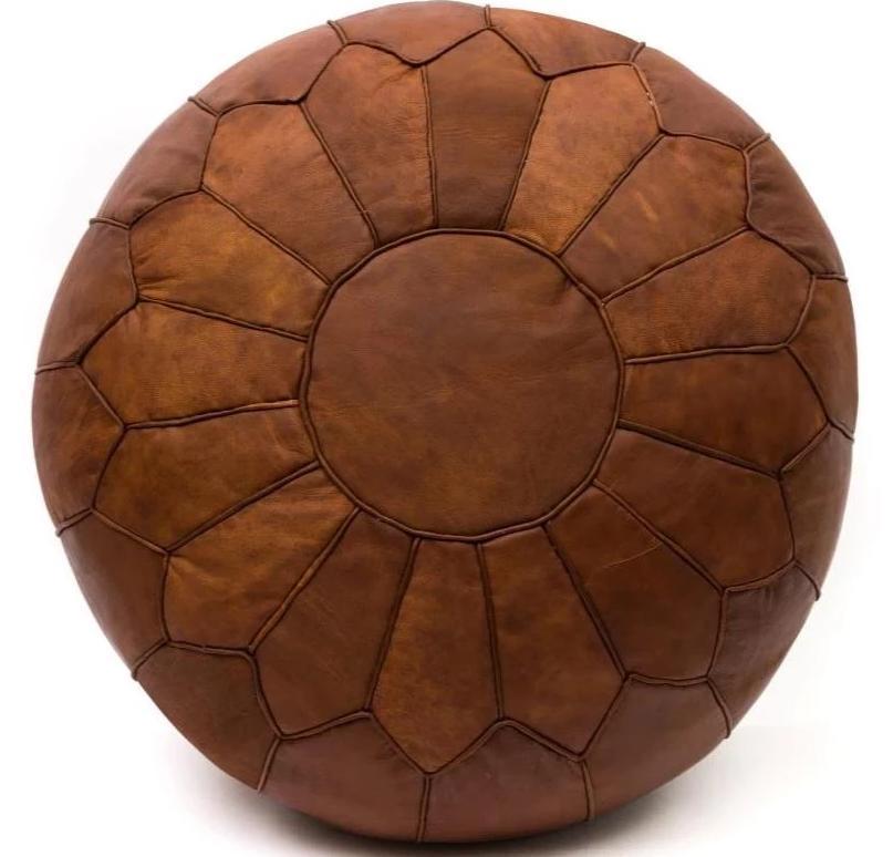 boholand™ Vintage Brown Leather Pouf - boholandesing