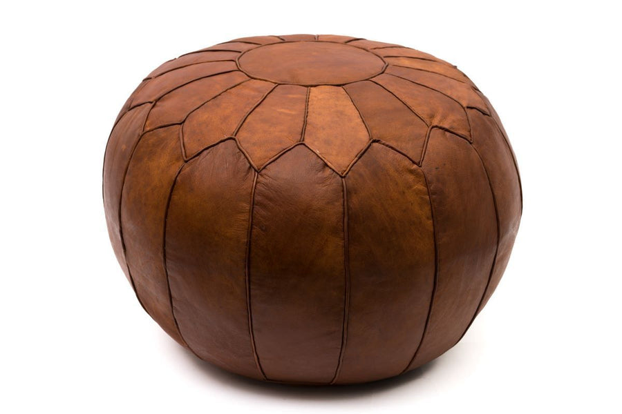 boholand™ Vintage Brown Leather Pouf - boholandesing