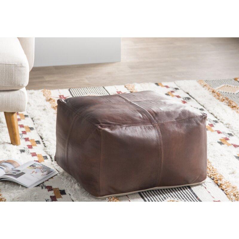 Boholand™ Square Leather Pouf Brown - boholandesing