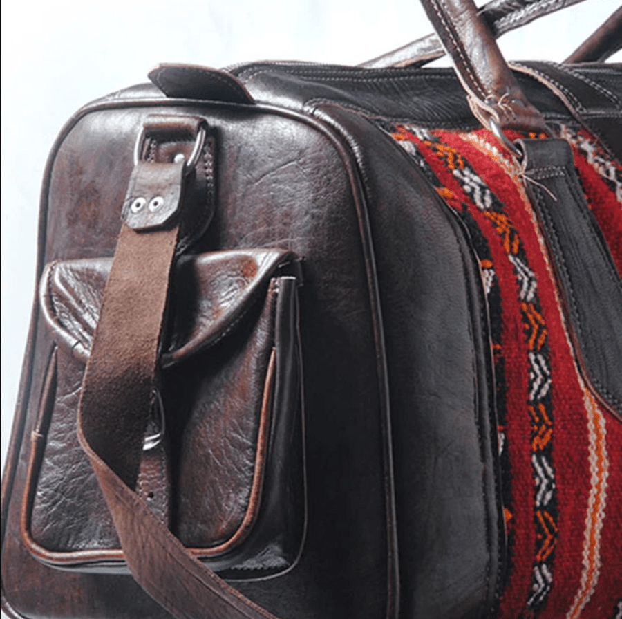 Kilim Moroccan Leather Duffle Bag