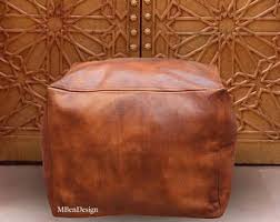 Boholand™ Moroccan Square Leather Pouf