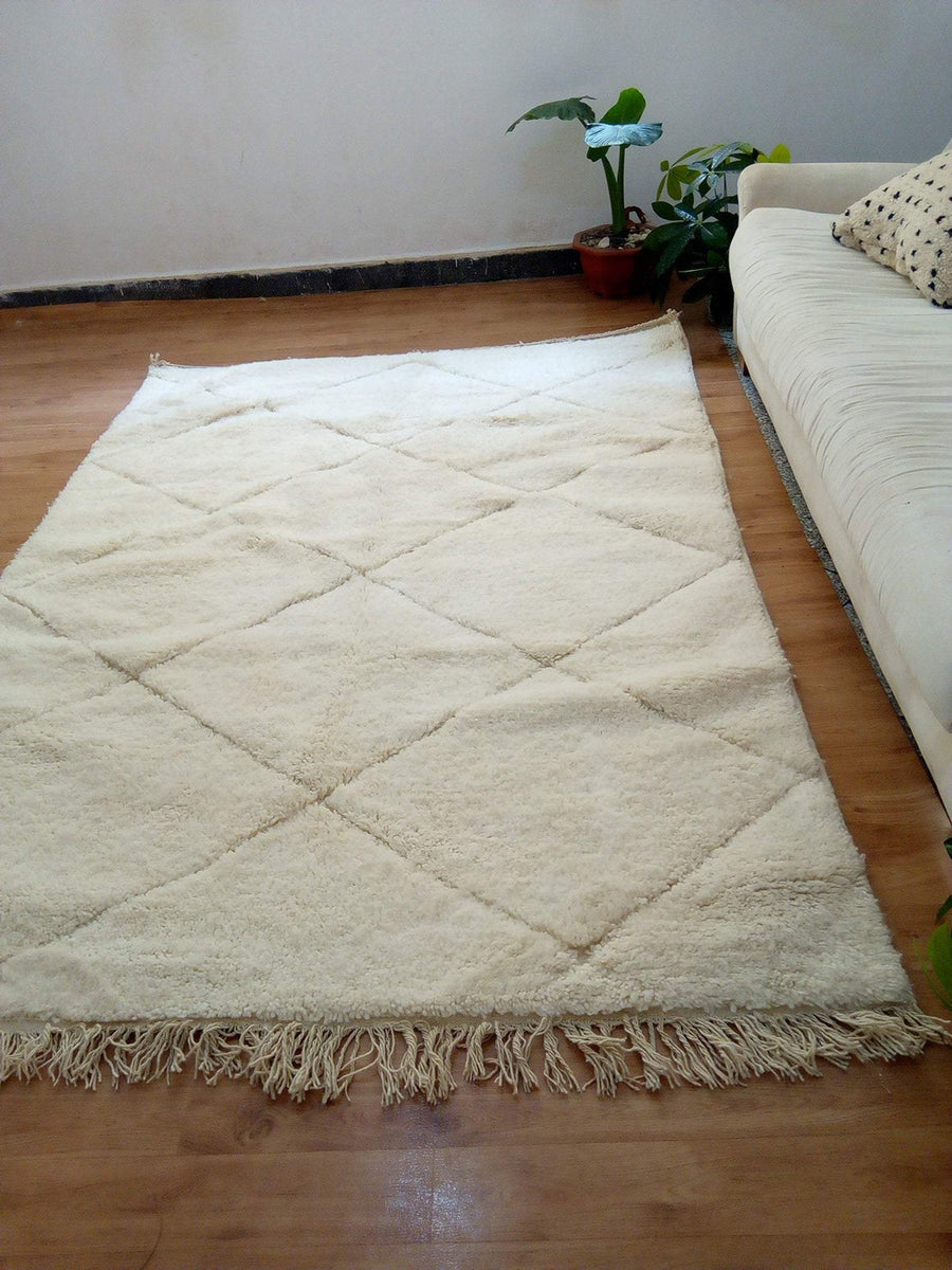 Morrocan ivory Wool Rug - boholandesing